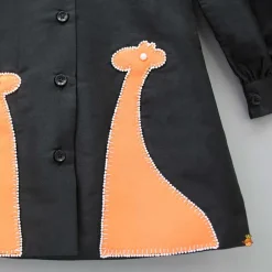 Best Giraffe Embroidered Black Collared Neck Dress Dresses & Sets | Dresses