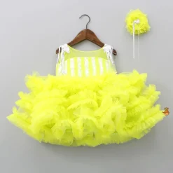 Clearance Glamorous Green Layered Frilled Dress With Hair Clip Dresses & Sets | Dresses
