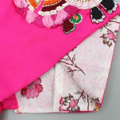Clearance Goddess Embroidered Pink Top And Beautiful Tassels Embellished Lehenga With Matching Sling Bag Ethnic Wear | Lehengas & Ghagras