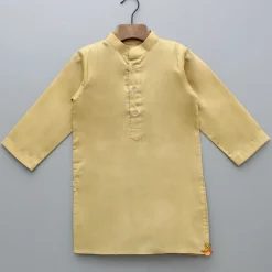 Fashion Golden Kurta With Multicolor Brocade Jacket And Pyjama BOY Indian Ethnic Wear | Ethnic Sets
