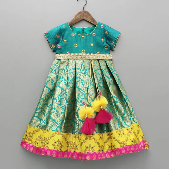 New Gorgeous Brocade Anarkali And Yellow Dupatta Ethnic Wear | Sarees & Anarkalis