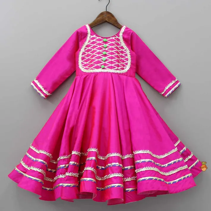 Clearance Gorgeous Gota Lace Work Pink Anarkali Ethnic Wear | Sarees & Anarkalis