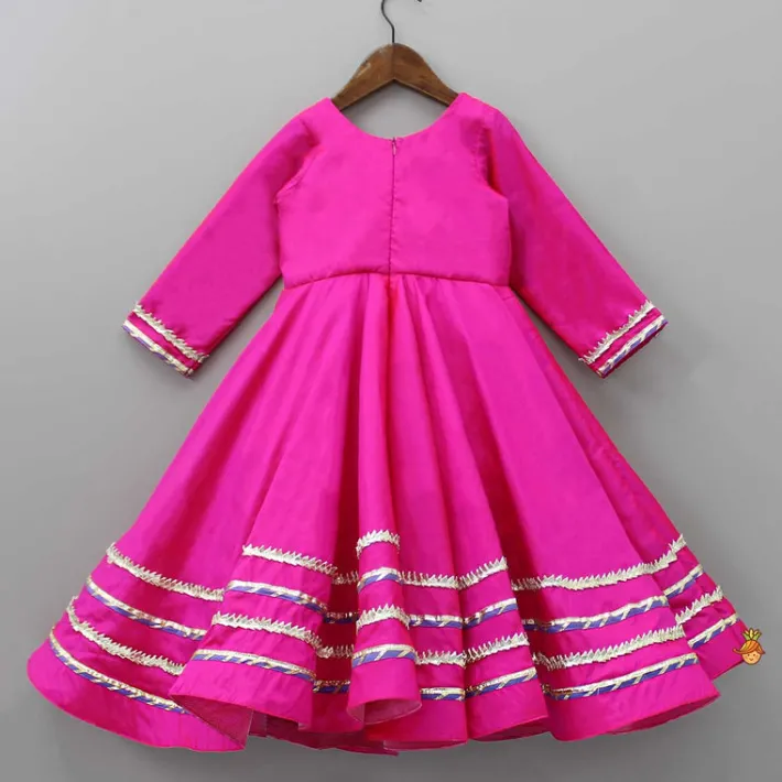 Clearance Gorgeous Gota Lace Work Pink Anarkali Ethnic Wear | Sarees & Anarkalis