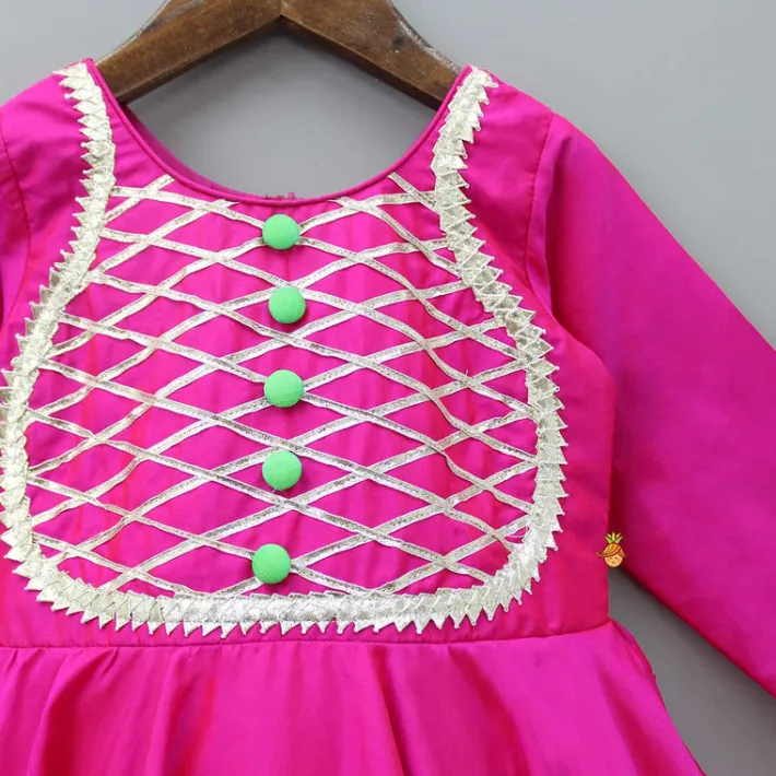 Clearance Gorgeous Gota Lace Work Pink Anarkali Ethnic Wear | Sarees & Anarkalis