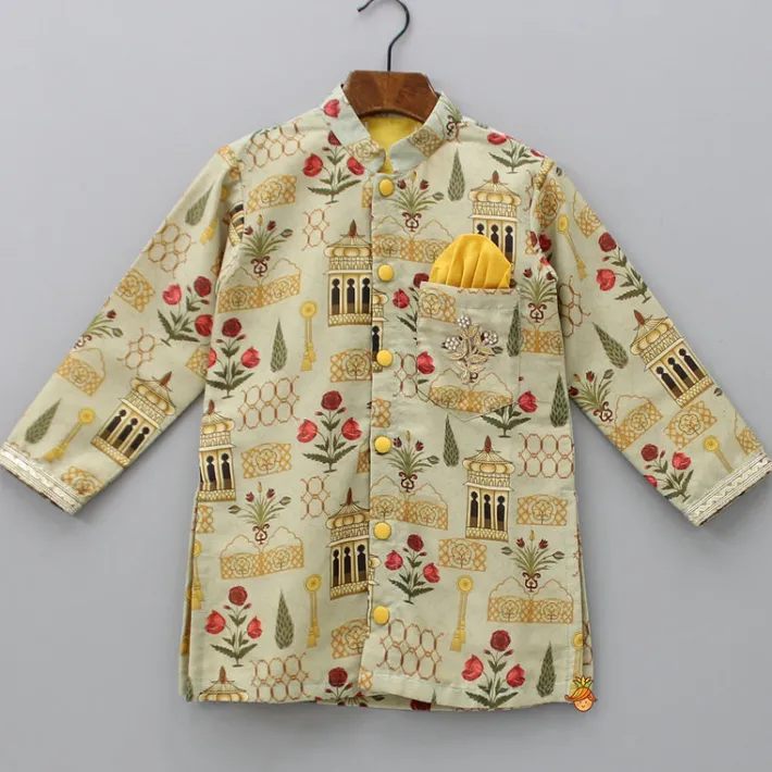 Online Gota Floral Patch Work Green Kurta And Pyjama BOY Indian Ethnic Wear | Ethnic Sets