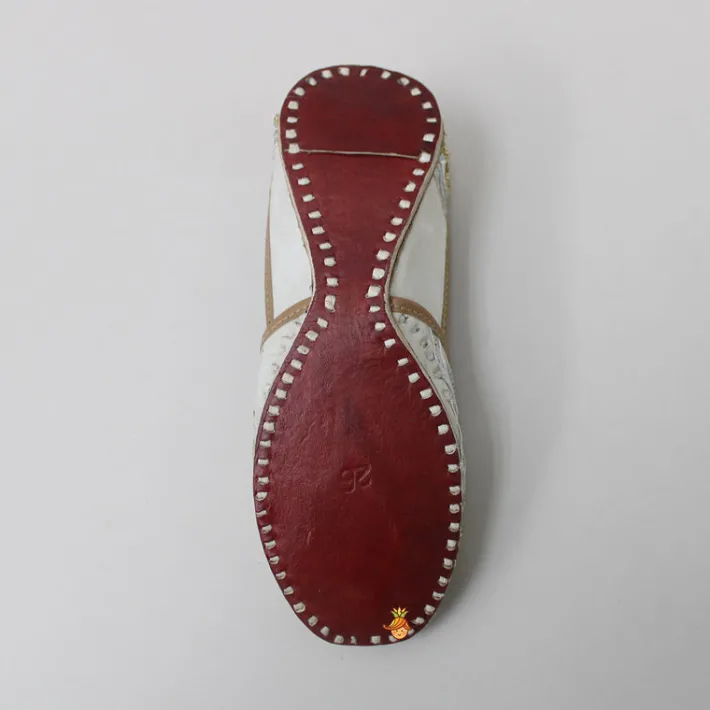 Online Gota Flower And Sequin Work Ivory Jutti Shoes