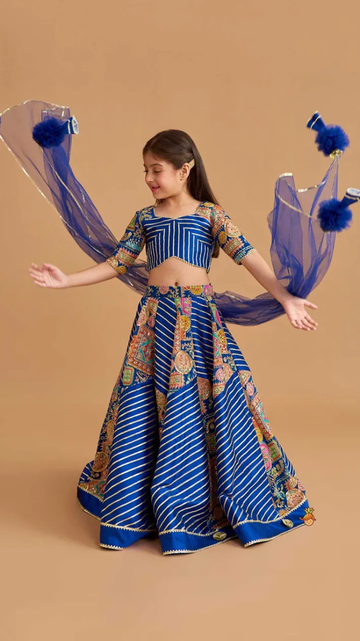 Clearance Gota Lace Detail Charming Blue Top And Lehenga With Net Dupatta Ethnic Wear | Lehengas & Ghagras