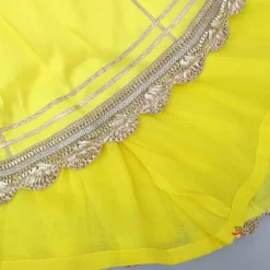 Online Gota Lace Detailed Angarkha Style Yellow Kurti And Pant Ethnic Wear | Churidars & Salwars