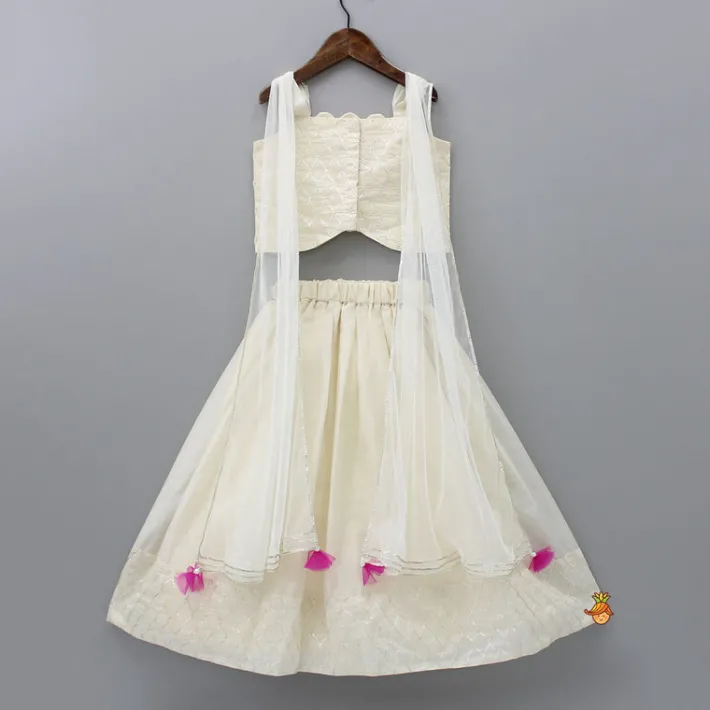 New Gota Lace Detailed Top With Net Drapes And Lehenga Ethnic Wear | Lehengas & Ghagras