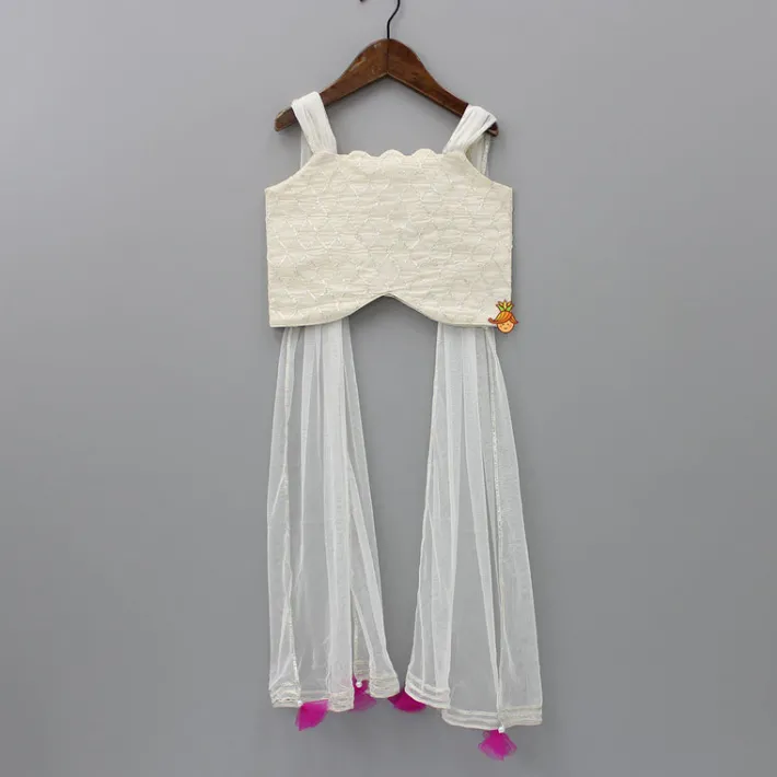 New Gota Lace Detailed Top With Net Drapes And Lehenga Ethnic Wear | Lehengas & Ghagras