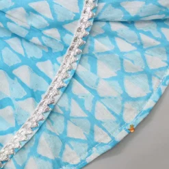 New Gota Lace Detailed Yoke Blue Top And Sharara With Stylish Net Dupatta Ethnic Wear | Palazzos & Shararas