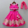 Outlet Gota Lace Enhanced Pink Top And Lehenga With Net Dupatta Ethnic Wear | Lehengas & Ghagras