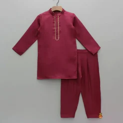 Clearance Gota Lace Work Maroon Ethnic Kurta And Pyjama BOY Indian Ethnic Wear | Ethnic Sets