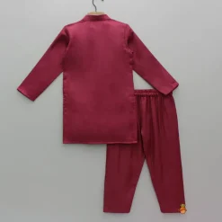 Clearance Gota Lace Work Maroon Ethnic Kurta And Pyjama BOY Indian Ethnic Wear | Ethnic Sets
