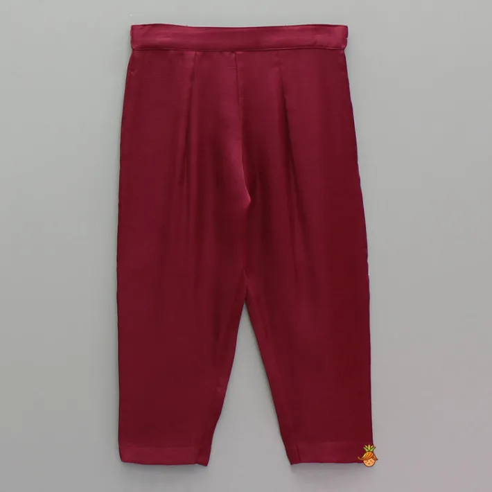 Clearance Gota Lace Work Maroon Ethnic Kurta And Pyjama BOY Indian Ethnic Wear | Ethnic Sets