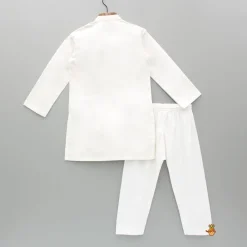 Discount Gota Lace Work White Pin Tuck Kurta And Pyjama BOY Indian Ethnic Wear | Ethnic Sets