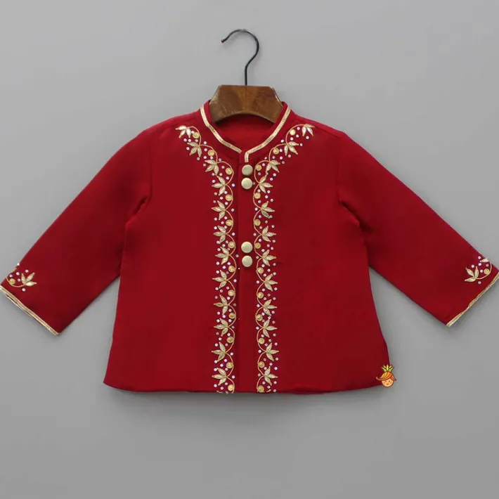 Discount Gota Lacework Detail Red Kurta And Dhoti BOY Indian Ethnic Wear | Ethnic Sets