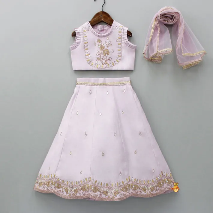 New Gota Work Detail Lilac Top And Lehenga With Net Dupatta Ethnic Wear | Lehengas & Ghagras