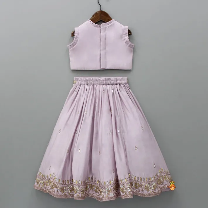 New Gota Work Detail Lilac Top And Lehenga With Net Dupatta Ethnic Wear | Lehengas & Ghagras