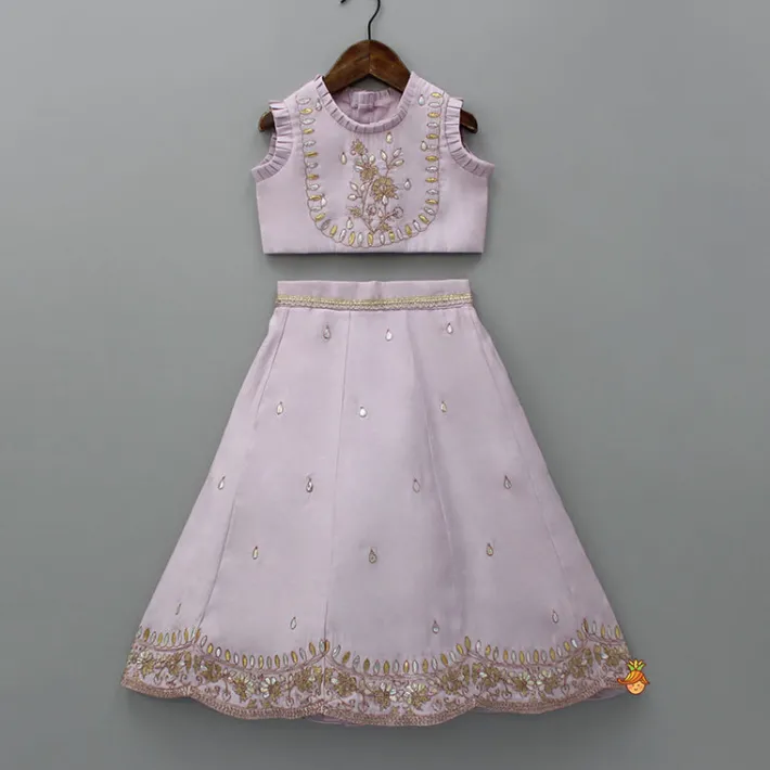 New Gota Work Detail Lilac Top And Lehenga With Net Dupatta Ethnic Wear | Lehengas & Ghagras