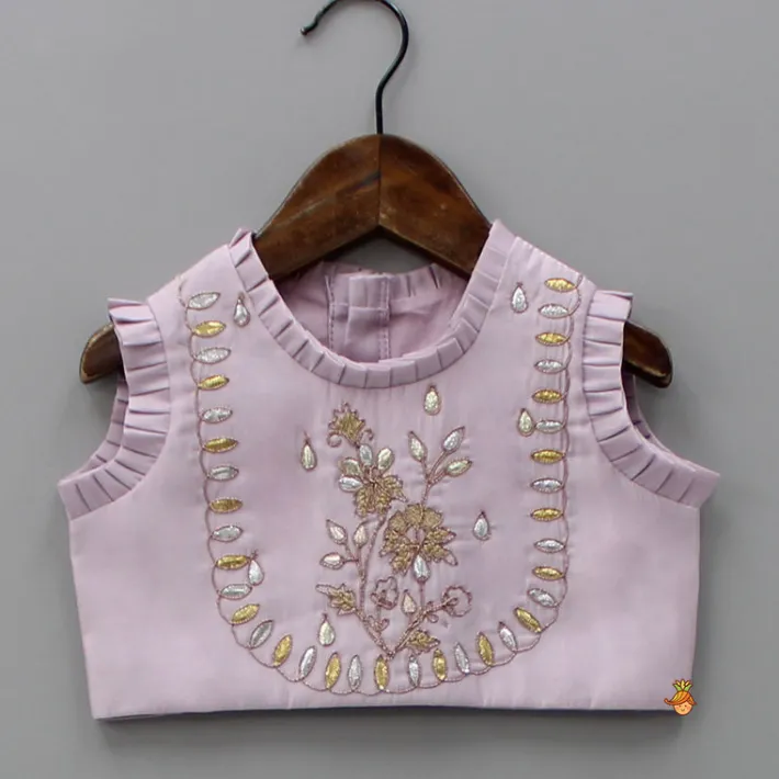 New Gota Work Detail Lilac Top And Lehenga With Net Dupatta Ethnic Wear | Lehengas & Ghagras