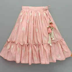 Clearance Gota Work Peach Ruffled Top And Tassels Enhanced Lehenga Ethnic Wear | Lehengas & Ghagras