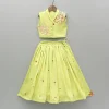 Fashion Green Artificial Flowers Embellished Top And Embroidered Lehenga Ethnic Wear | Lehengas & Ghagras