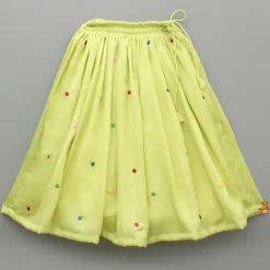Fashion Green Artificial Flowers Embellished Top And Embroidered Lehenga Ethnic Wear | Lehengas & Ghagras