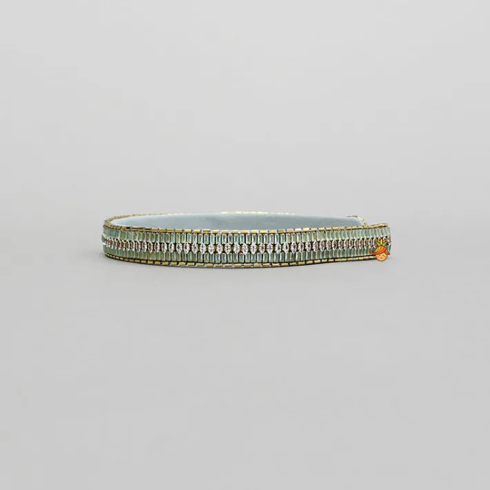 Outlet Green Artificial Stones Embroidered Hairband Hair Accessories | Hair Bands