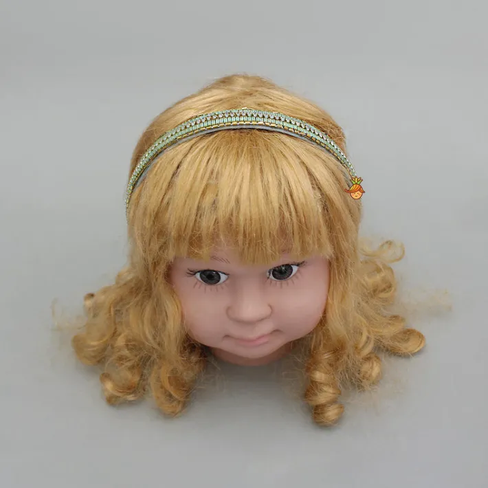 Outlet Green Artificial Stones Embroidered Hairband Hair Accessories | Hair Bands