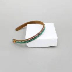 Outlet Green Artificial Stones Embellished Hairband Hair Accessories | Hair Bands