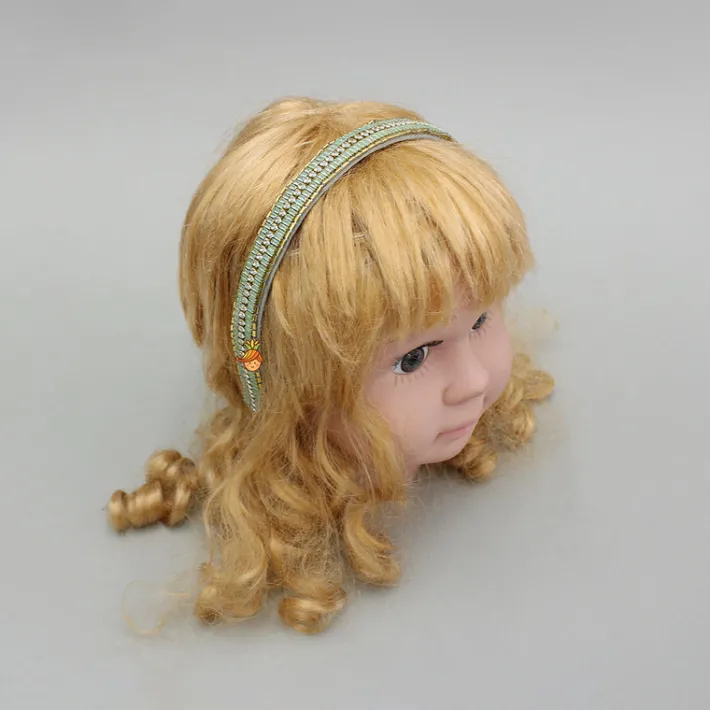 Outlet Green Artificial Stones Embroidered Hairband Hair Accessories | Hair Bands