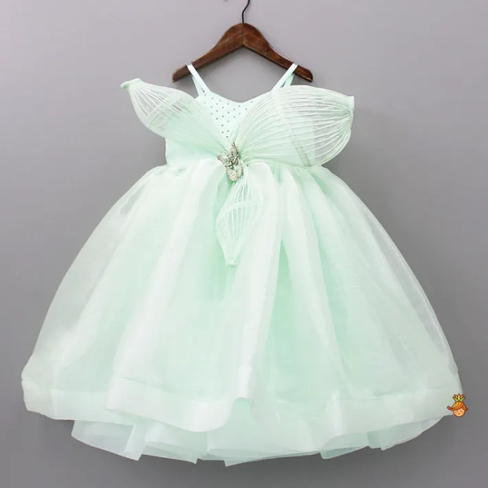Hot Green Butterfly Embroidered Embellished Gown Dresses & Sets | Gowns