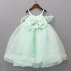 Hot Green Butterfly Embroidered Embellished Gown Dresses & Sets | Gowns