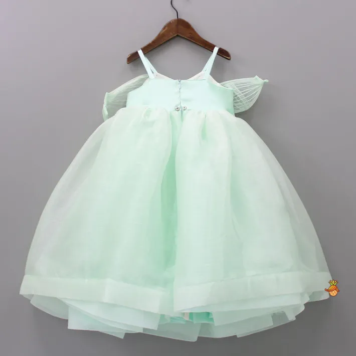 Hot Green Butterfly Embroidered Embellished Gown Dresses & Sets | Gowns