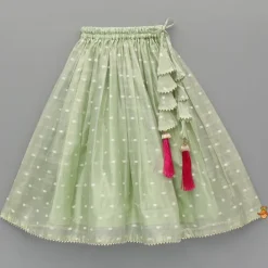 Clearance Green Butti Work Embroidered Top With Lehenga Twinning Sets | Ethnic Wear