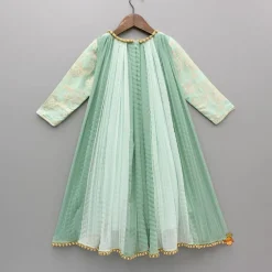 Online Green Dual Tone Embroidered Sleeves High Low Kurti Ethnic Wear | Kurtis & Jumpsuits