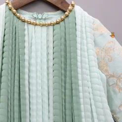 Best Green Dual Tone Embroidered Sleeves High Low Kurti Ethnic Wear | Kurtis & Jumpsuits