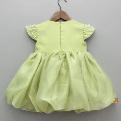 New Green Embellished Dress With Detachable Bow Dresses & Sets | Dresses