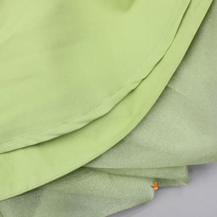New Green Embellished Dress With Detachable Bow Dresses & Sets | Dresses