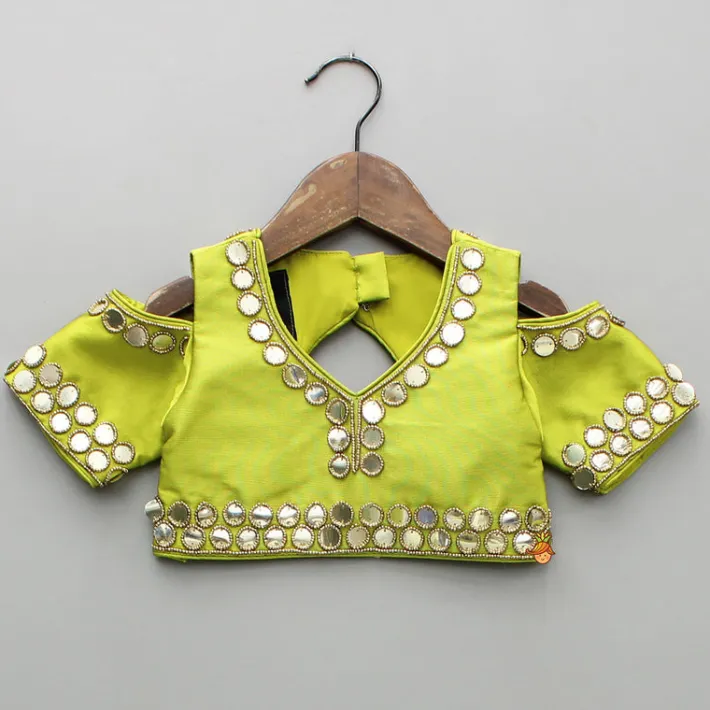 Best Green Embellished Stylish Top And Lehenga With Matching Dupatta Ethnic Wear | Lehengas & Ghagras