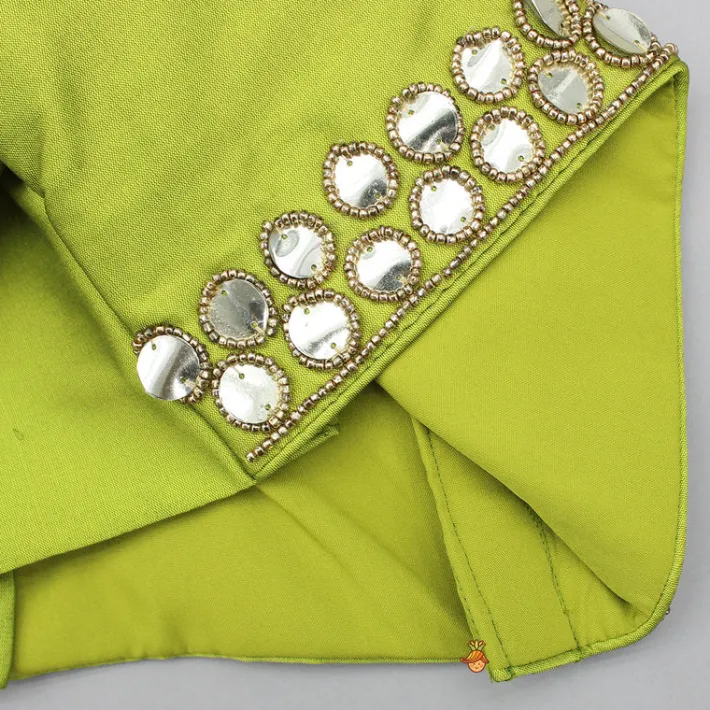 Best Green Embellished Stylish Top And Lehenga With Matching Dupatta Ethnic Wear | Lehengas & Ghagras
