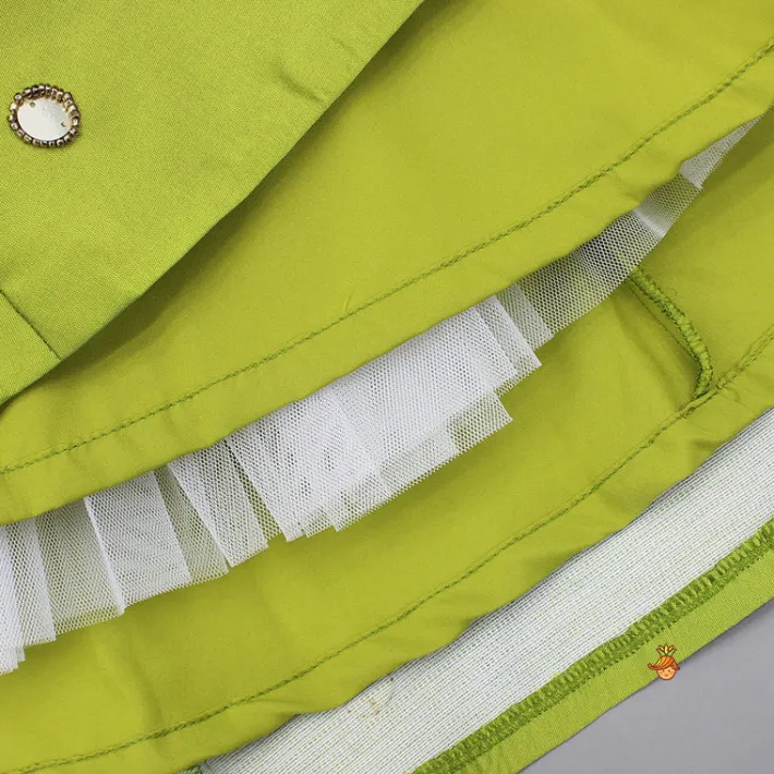 Best Green Embellished Stylish Top And Lehenga With Matching Dupatta Ethnic Wear | Lehengas & Ghagras