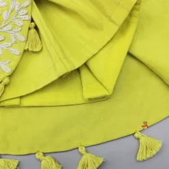 New Green Embroidered And Embellished Cape Attached Top With Flared Palazzo Ethnic Wear | Palazzos & Shararas