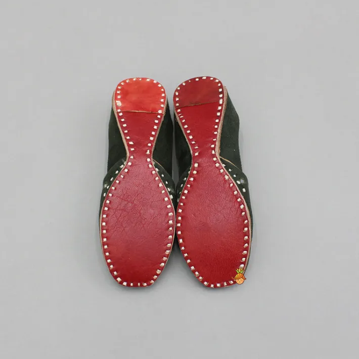 Fashion Green Embroidered Jutti BOY Shoes