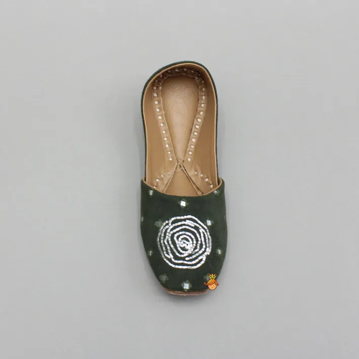 Fashion Green Embroidered Jutti BOY Shoes