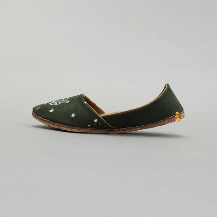 Fashion Green Embroidered Jutti BOY Shoes