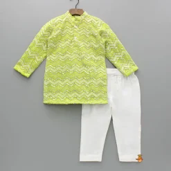 Best Green Embroidered Kurta And Pyjama BOY Indian Ethnic Wear | Ethnic Sets