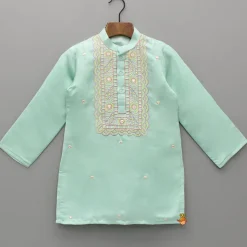 New Green Embroidered Kurta And Pyjama BOY Indian Ethnic Wear | Ethnic Sets