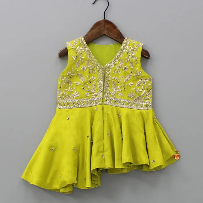Outlet Green Embroidered Kurti With Pant Ethnic Wear | Churidars & Salwars